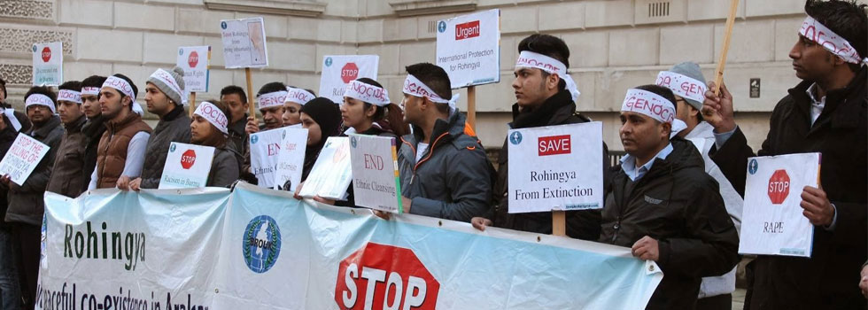 Rohingya Muslims are seen demonstrating in London